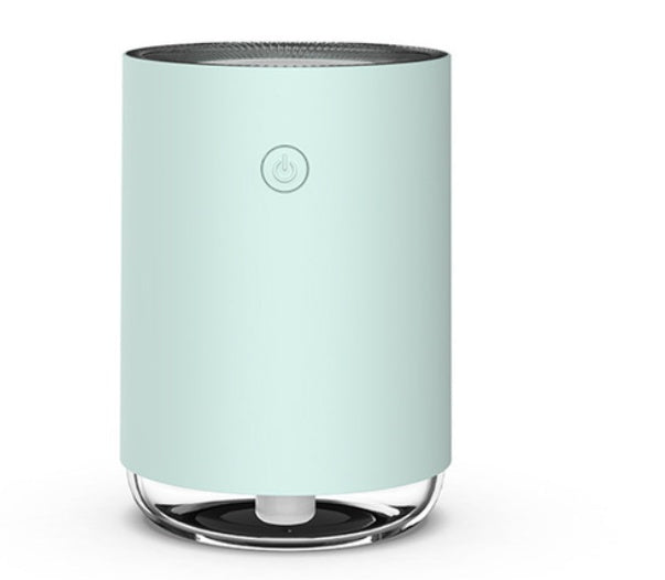Home humidifier product image with night lighting, DC5V operation, 2W rated power and 35-45 ml/h spray for home and desk use.