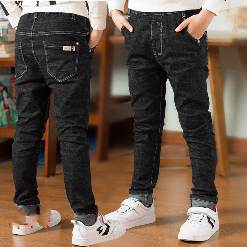 Kids winter jeans dark blue straight leg silhouette