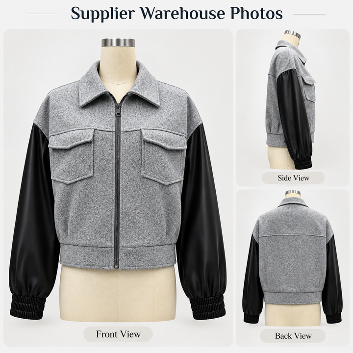 Color Block Zip-Up Jacket - Thick Pocketed Casual Style