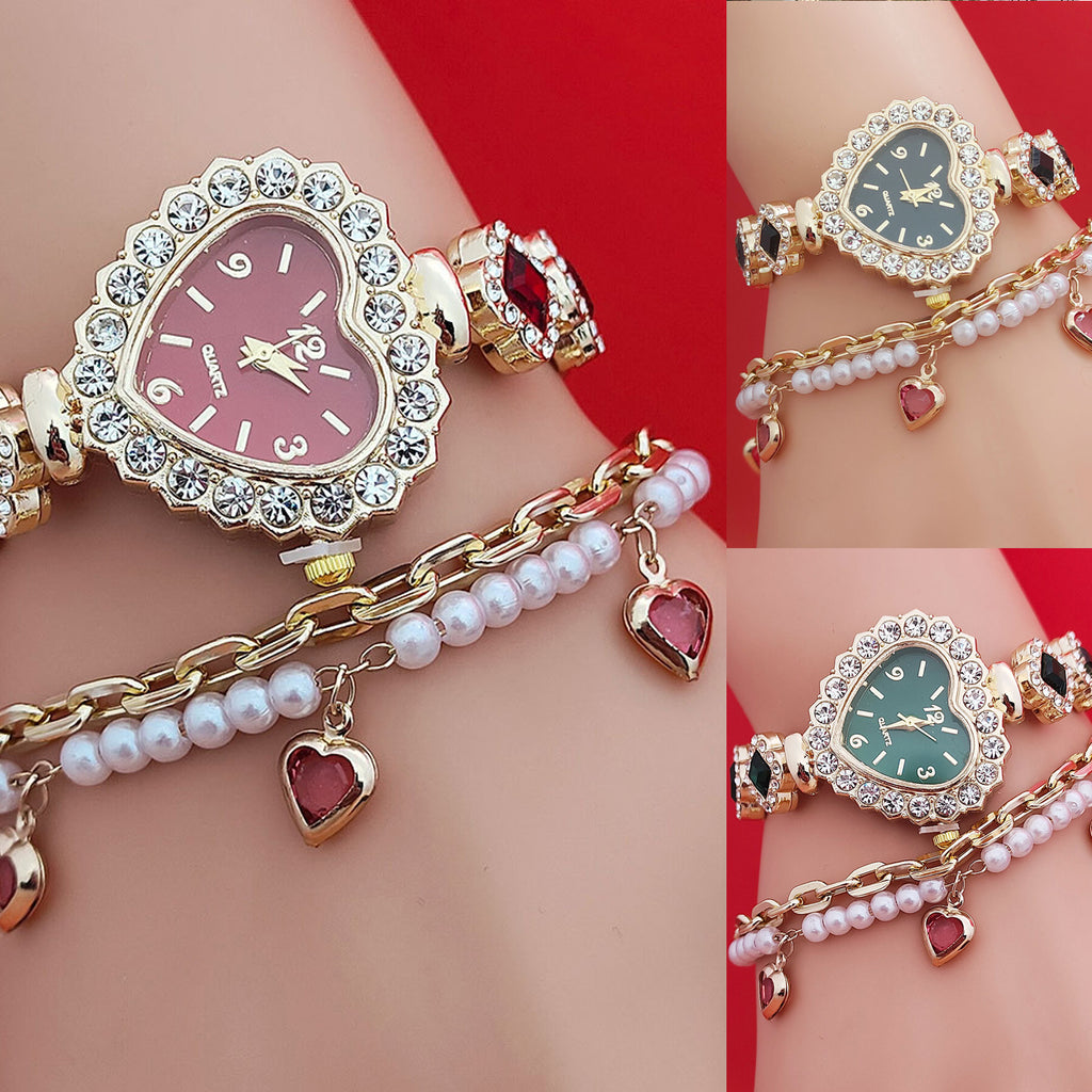 Womens Heart Bracelet Watch – Romantic Crystal Gift Set