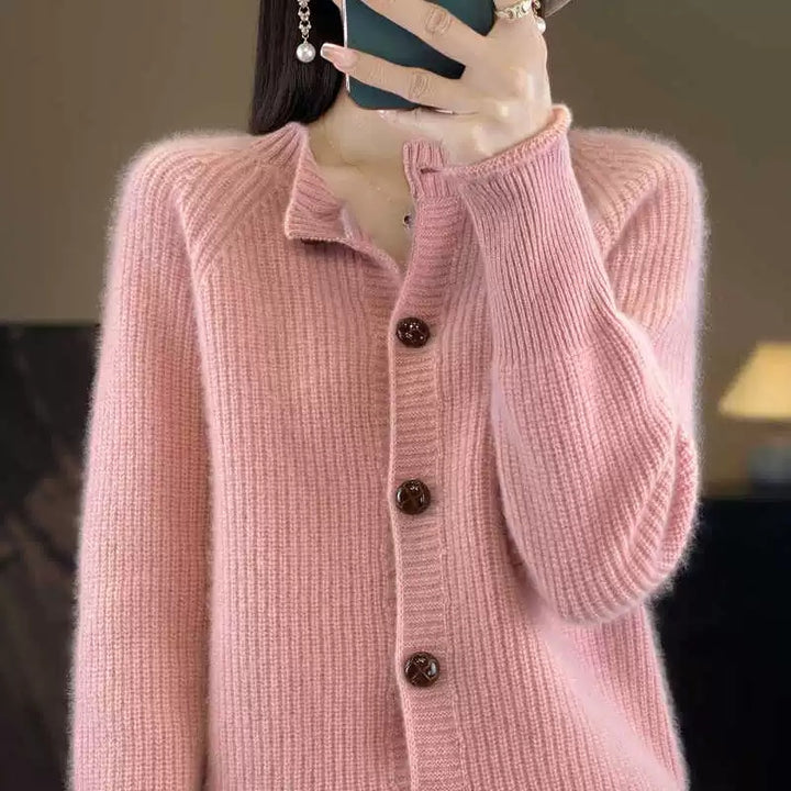 cashmere cardigan pink winter knitwear soft drape comfortable layering