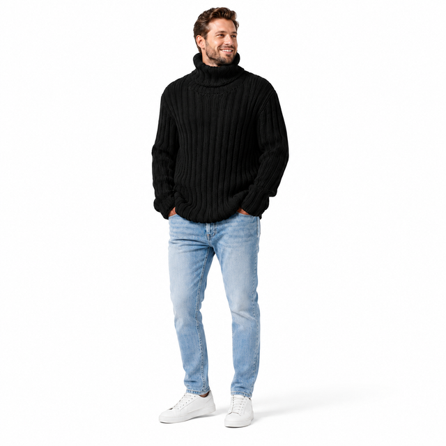 Men's Turtleneck Sweater - Slim Fit Acrylic Knit Design