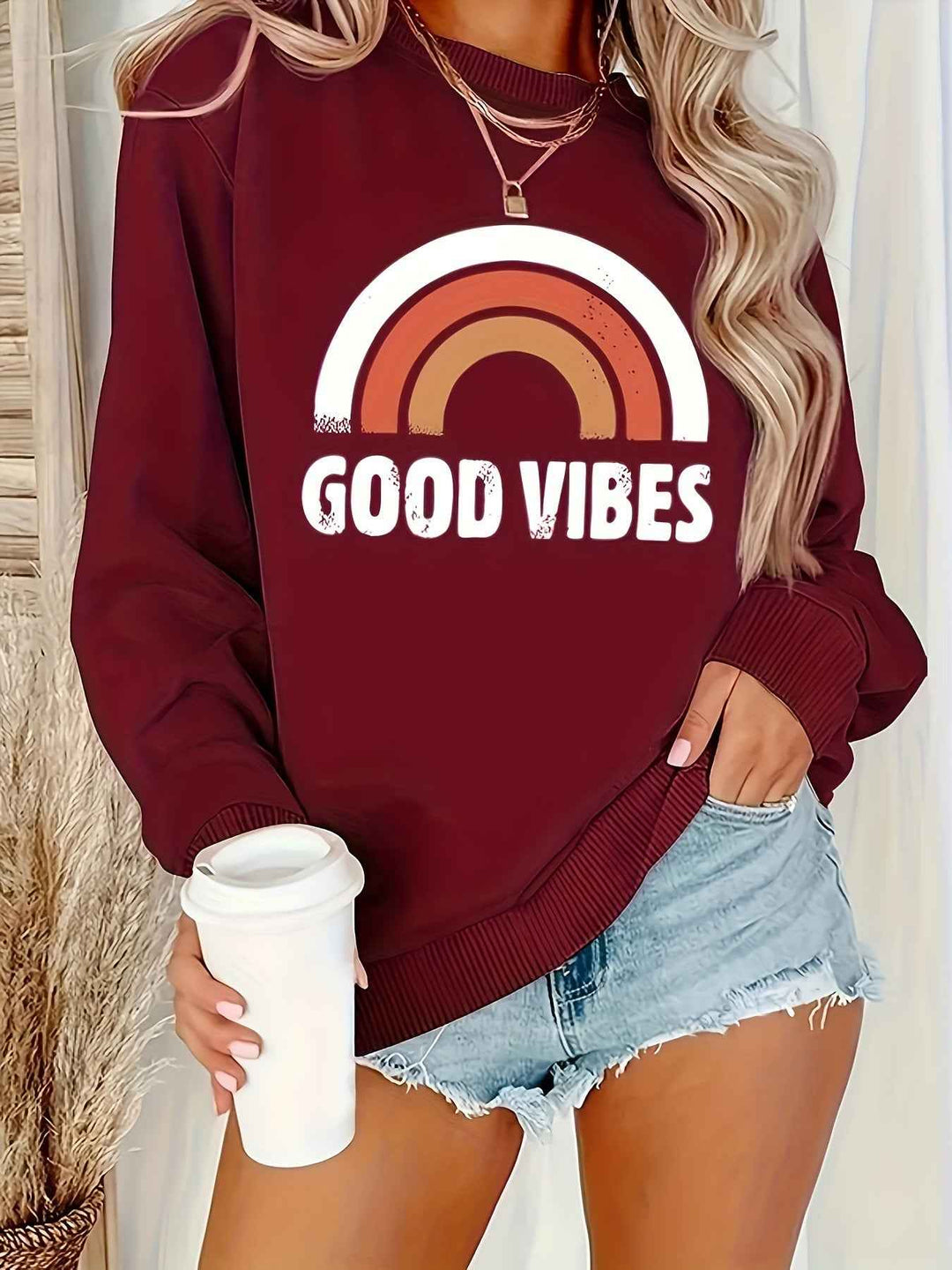 Woman Rainbow Letter Plus Size Sweater