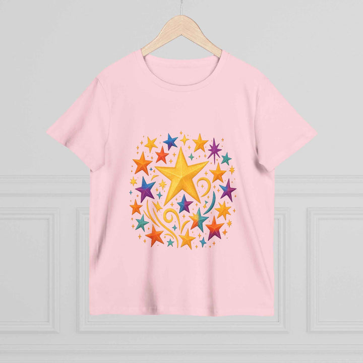 Women’s Vibrant Star Tee-100% Cotton Star Print T-Shirt