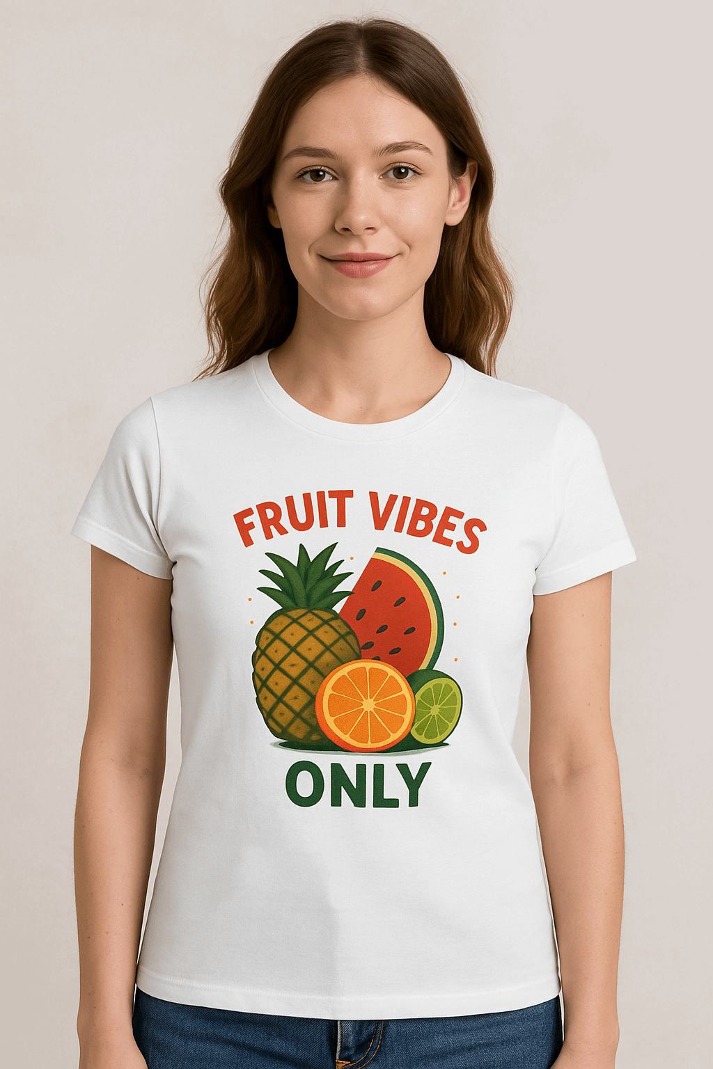 Fruit Vibes Tee – Tropical Summer Style for Women www.PrintOne1.com