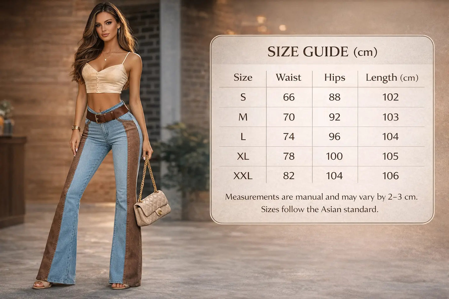 Contrast panel jeans women hourglass leg shaping front view