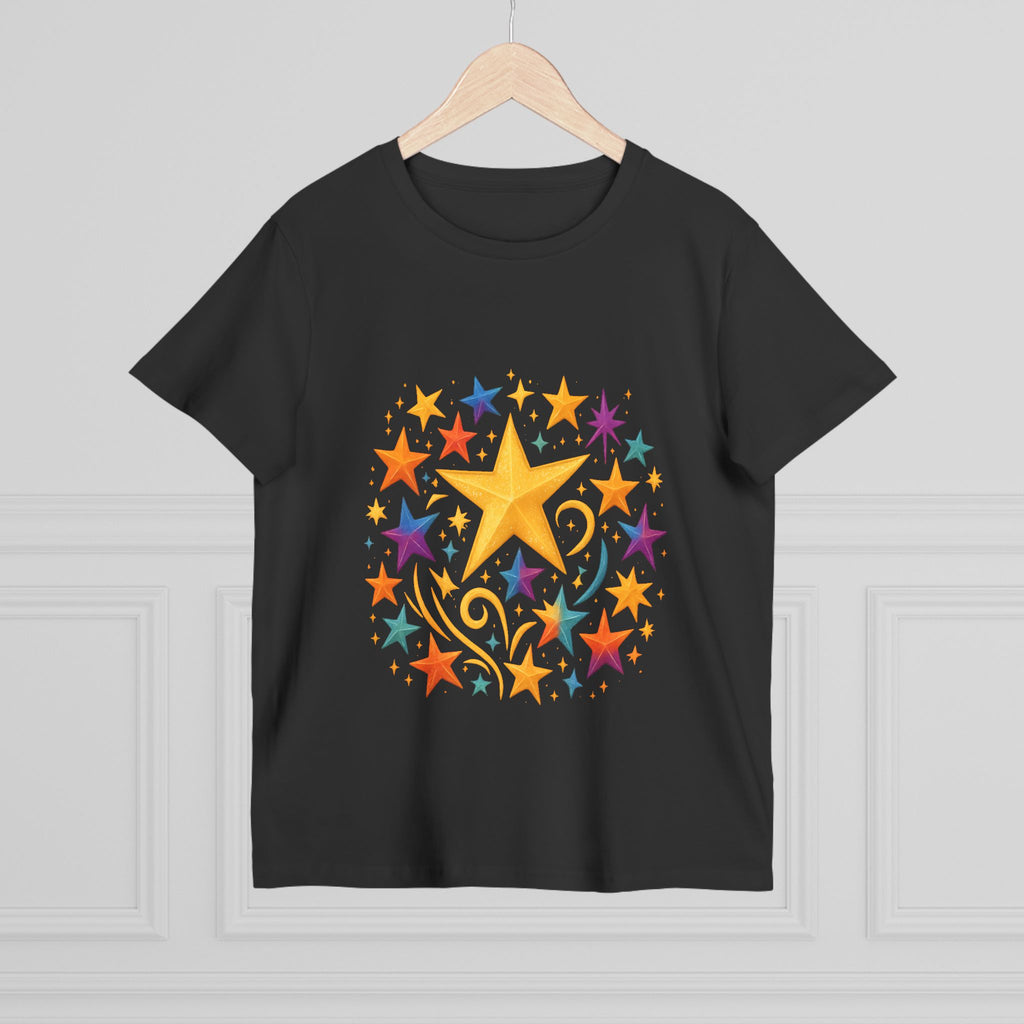 Women’s Vibrant Star Tee-100% Cotton Star Print T-Shirt