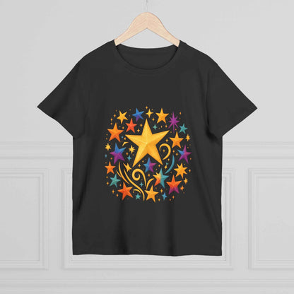Women’s Vibrant Star Tee-100% Cotton Star Print T-Shirt