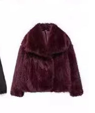 Winter Plush Coat for Women Fluffy Lapel Warm Jacket XS–L