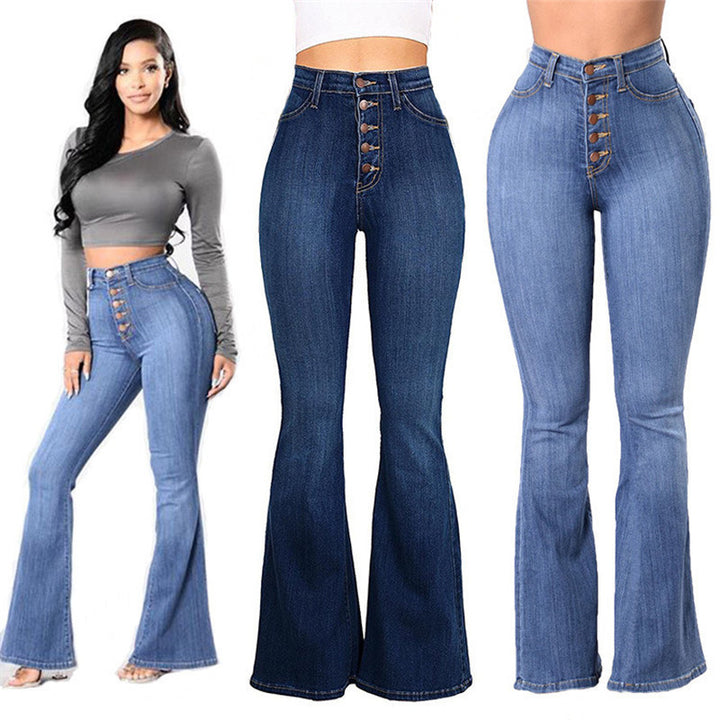 high waist stretch jeans distressed finish subtle whitening texture close view