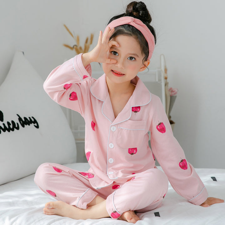 cotton pajamas for children long sleeve warm sleepwear winter