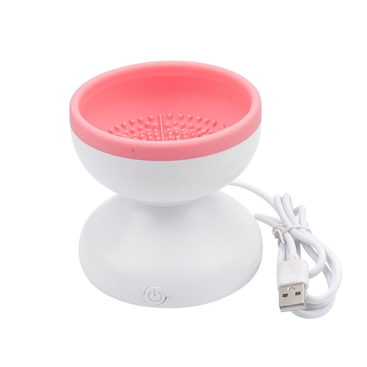 Compact makeup brush cleaner for home and travel