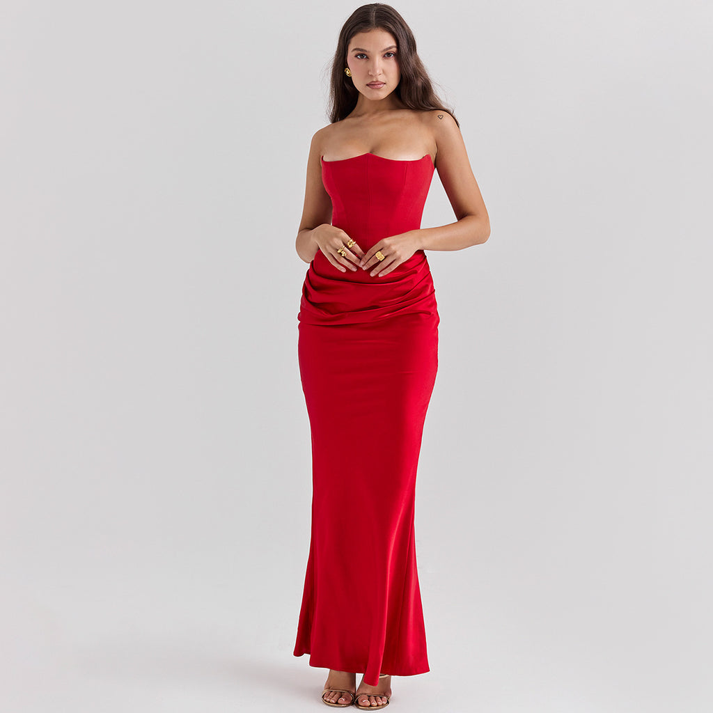 Slim Tube Top Long Dress – Sexy Backless Evening Gown