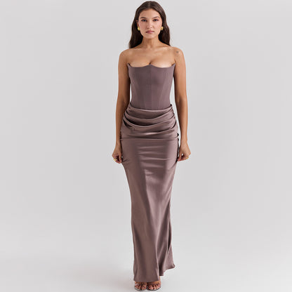 Slim Tube Top Long Dress – Sexy Backless Evening Gown