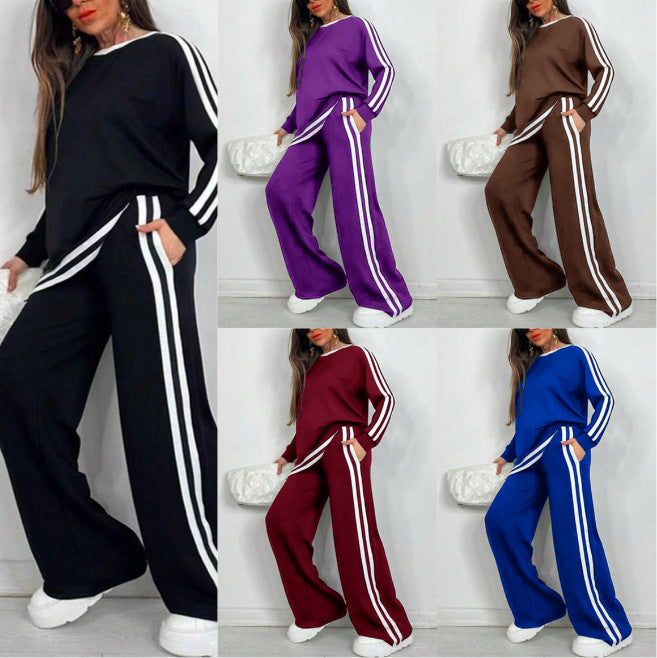 Women's Striped Two-Piece Loungewear Set – Soft & Chic