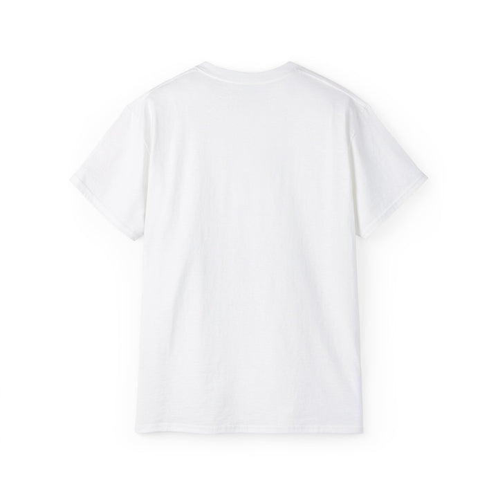Close-up of ribbed collar and shoulder tape on tropical vibes shirt in soft cotton