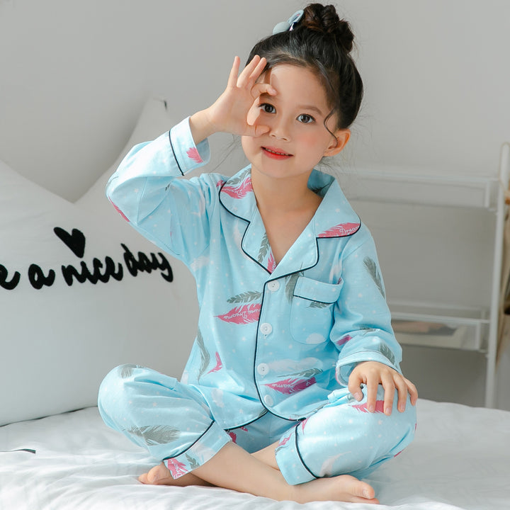 Cotton Pajamas for Children Soft Warm Striped Kids Set