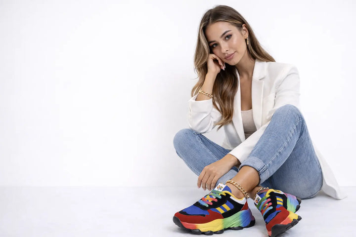 women sneakers thick sole street wear look