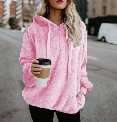Women’s Fleece Hoodie Pullover with Zipper Pocket Coat