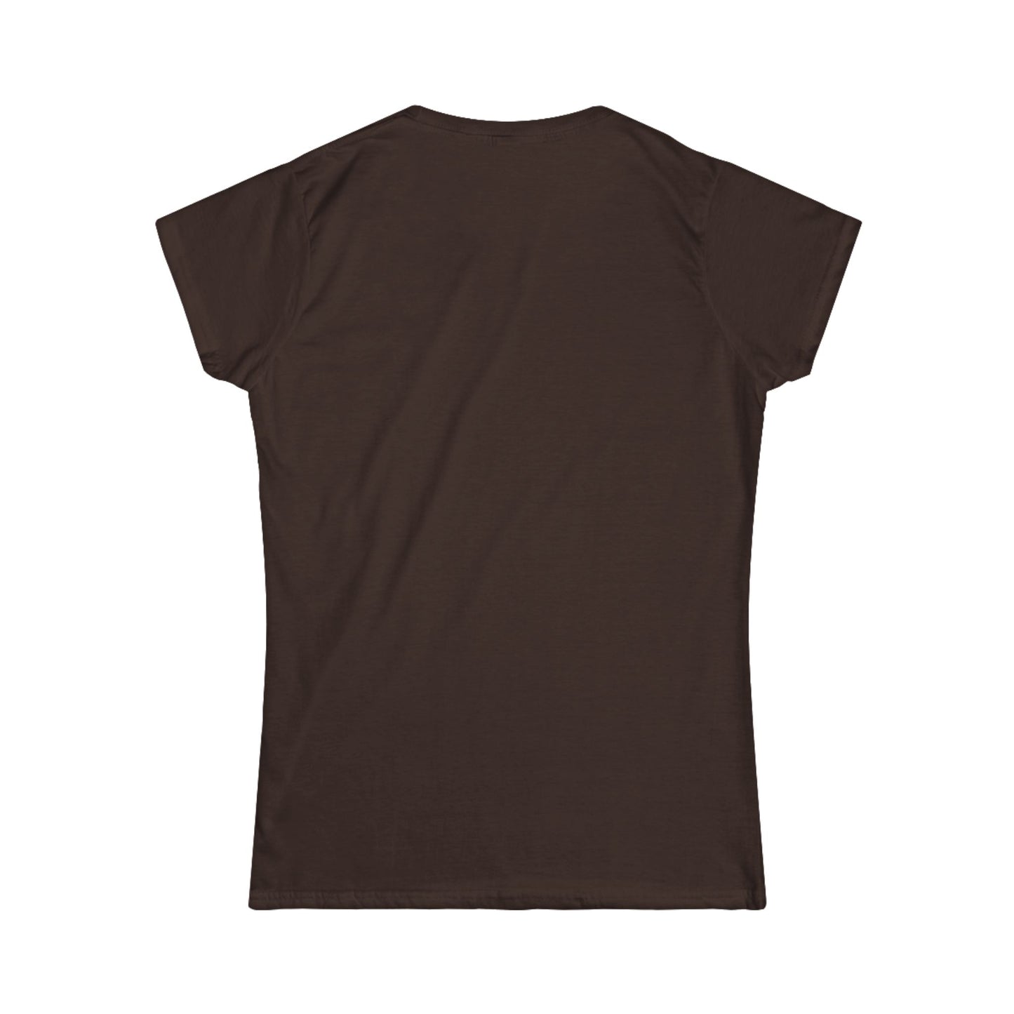 Back view of women's brown softstyle tee shirt