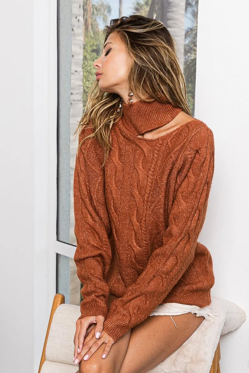 twist knitted sweater lightweight knit drape detail