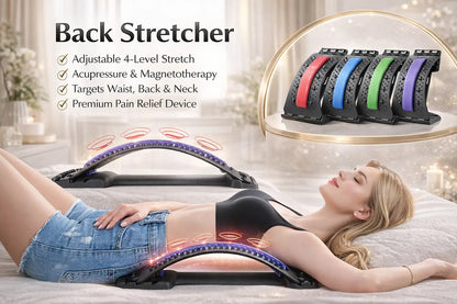 back stretcher adjustable lumbar support with acupuncture massage nodes for home pain relief
