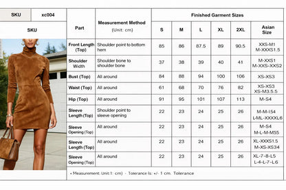 suede turtleneck bodycon dress grey matte finish elegant street style