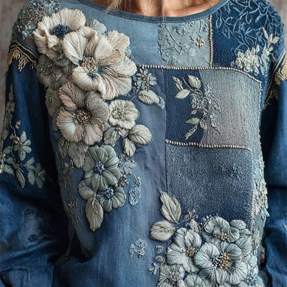 artistic women blouse front view with expressive 3D pattern