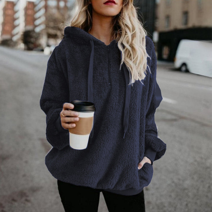 Women’s Fleece Hoodie Pullover with Zipper Pocket Coat