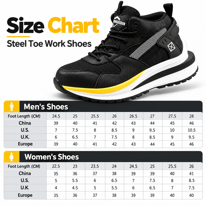 Chaussures de sécurité unisexes à embout en acier pour les chantiers