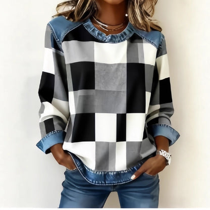 patchwork sweatshirt women fresh sweet fashion aesthetic