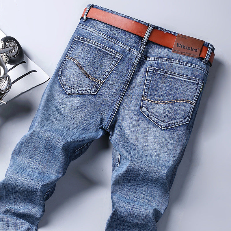 Men’s Straight Loose Fleece-Lined Jeans