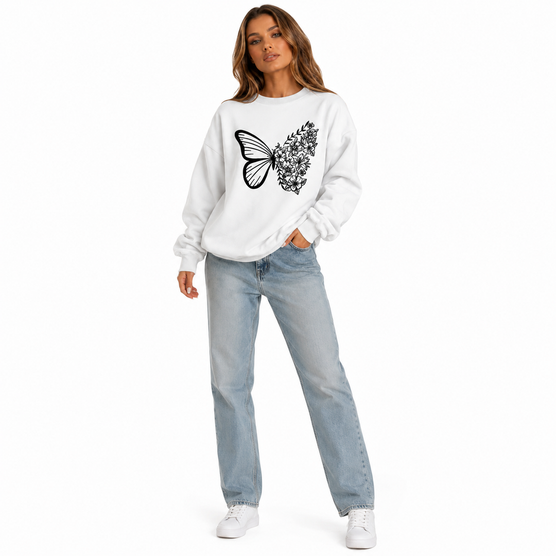 Comfort focused women crew neck top with pockets, wrinkle-resistant blend, and easy-care design for everyday outfits all day!