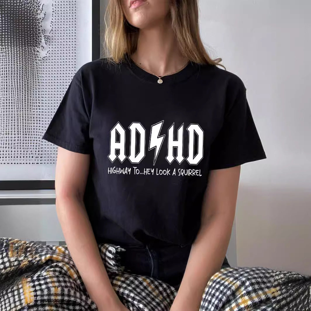 AD/HD Women Cotton T Shirt Iconic Rock Style Wear Now !