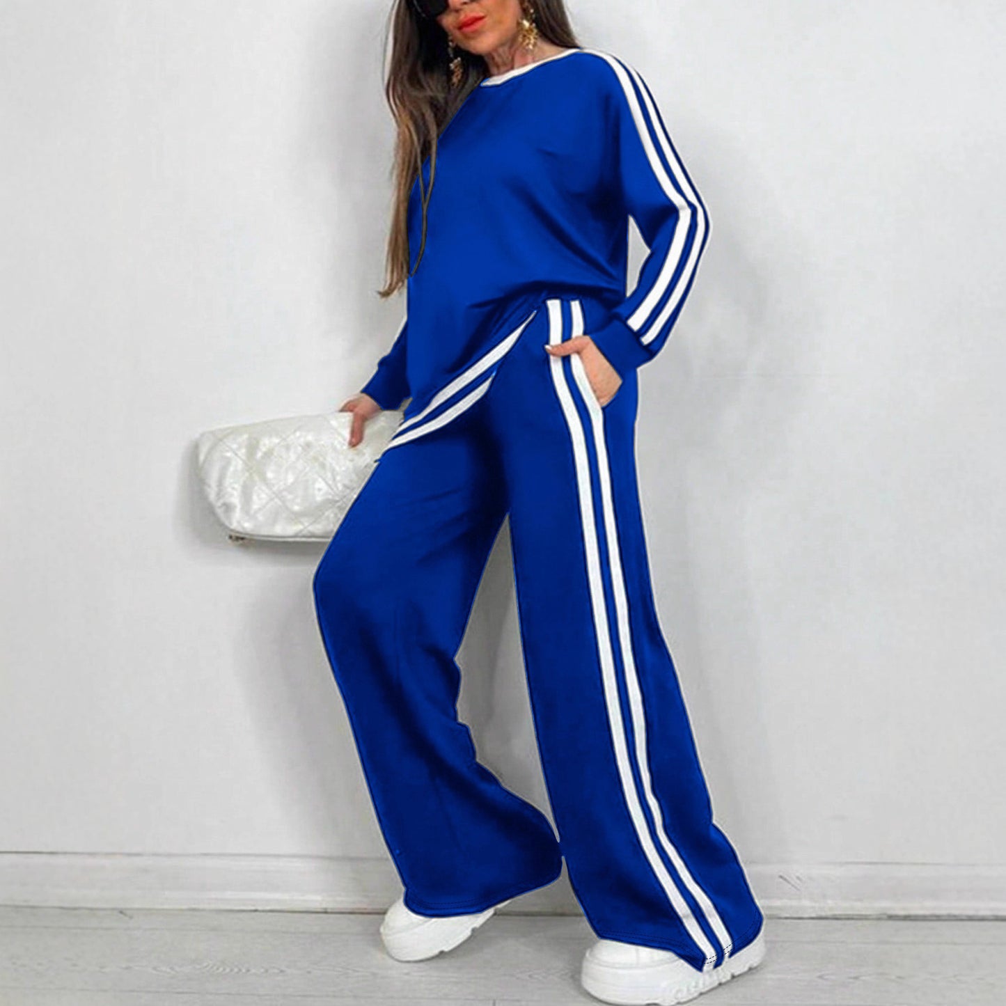 Women's Striped Two-Piece Loungewear Set – Soft & Chic