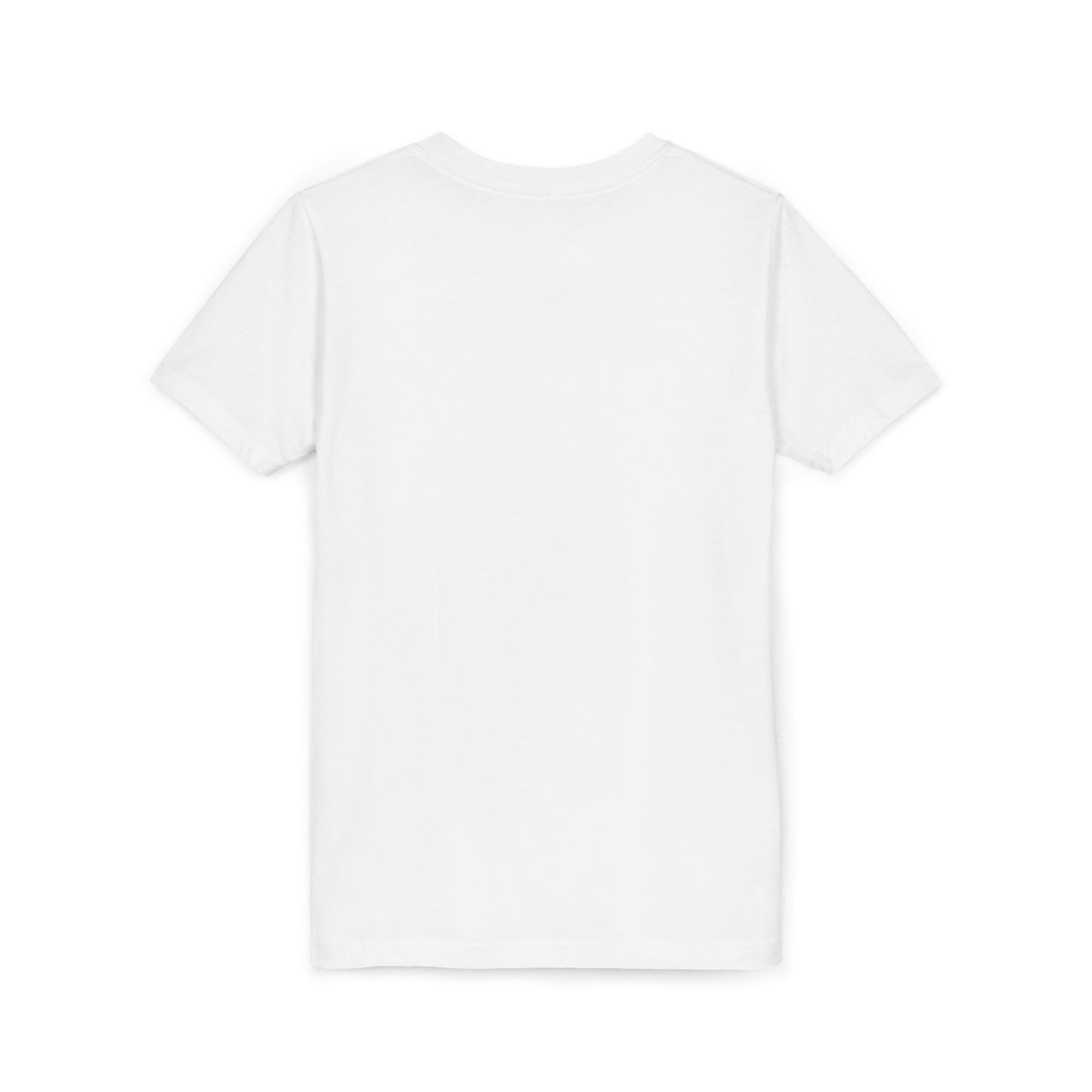 Back view of plain white youth cotton T-shirt