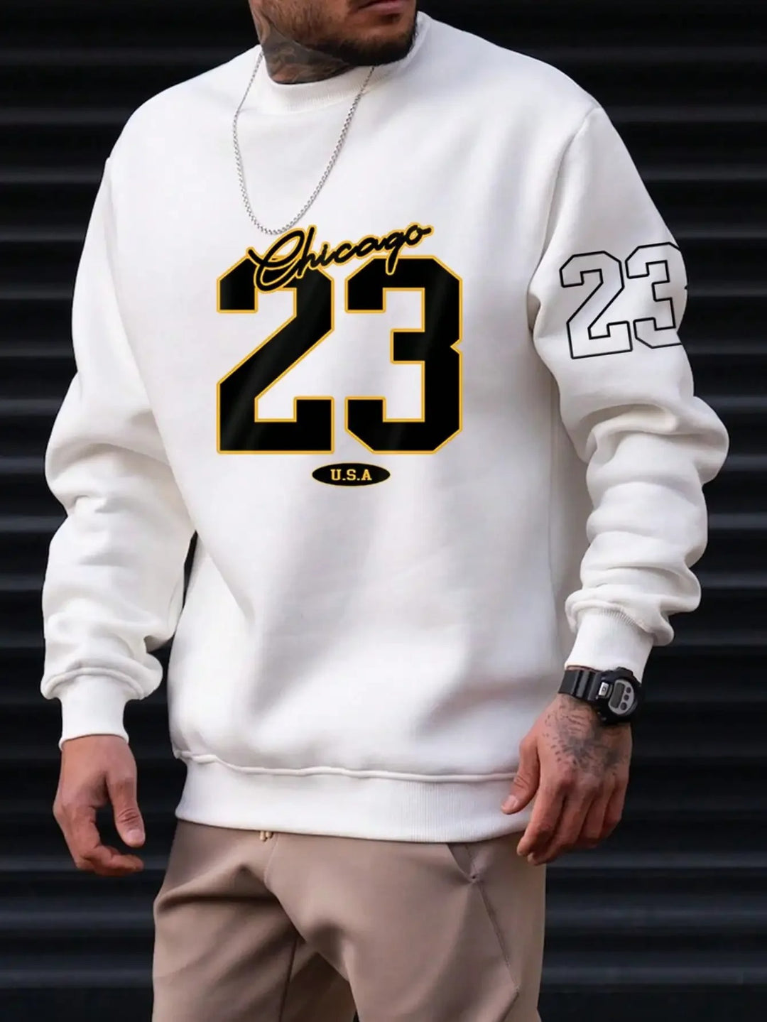 Men Fleece Sweatsuit Set Printed Casual Style Daily Fit