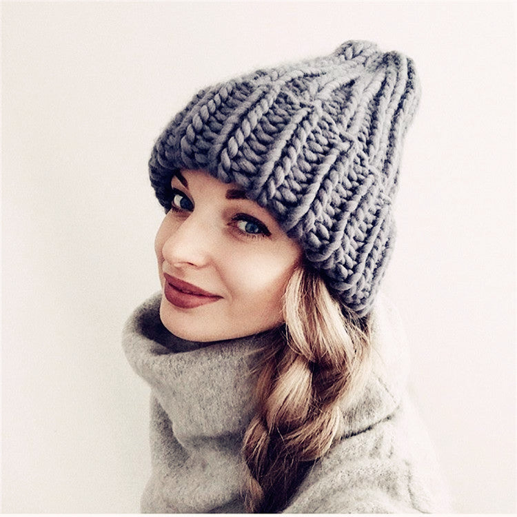 Women Thick Wool Knit Winter Hat with Warm Earmuffs Style
