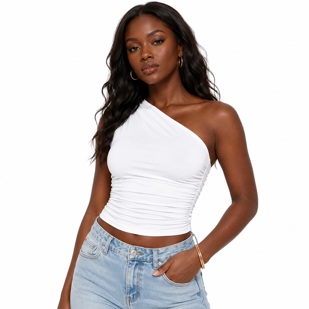 Women’s Strapless Top - Ruched Slim Fit Layering Top