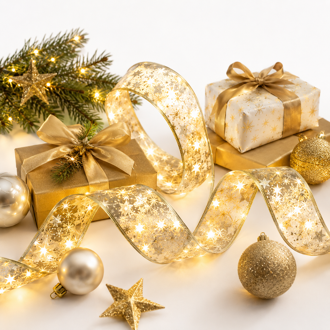 Christmas Ribbon Lights Bow for Gifts and Festive Decor