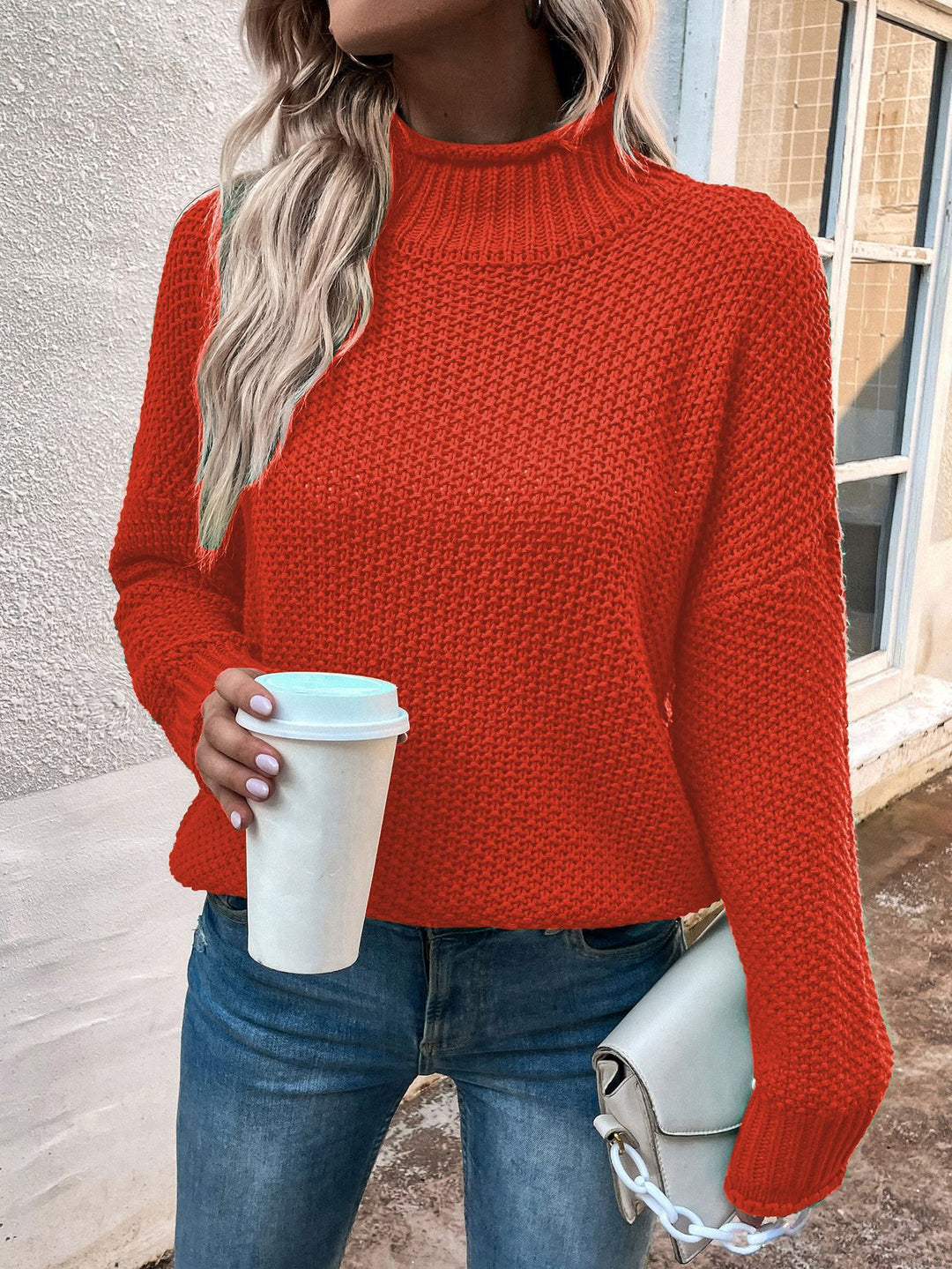 Solid Turtleneck Pullover Sweater – Cozy Winter Knit
