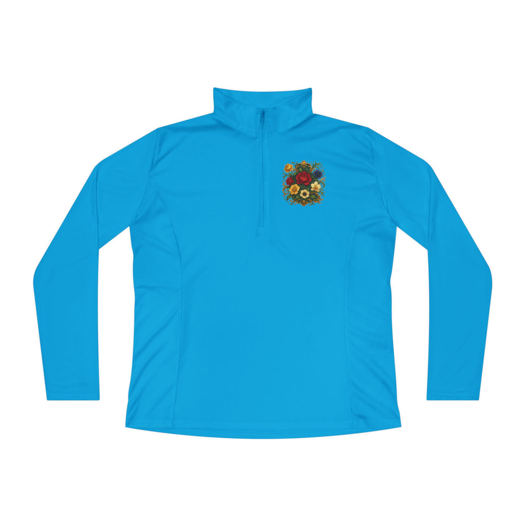 Floral Ladies Quarter-Zip Pullover – Get Cozy