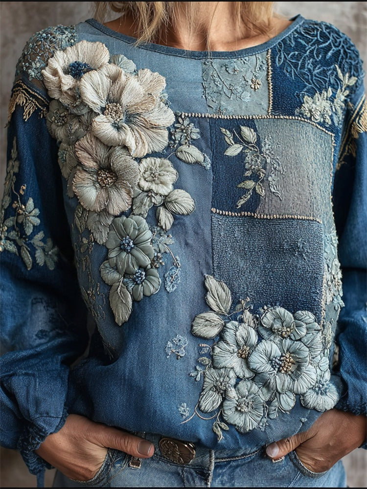 bohemian long sleeve top lightweight polyester fabric detail