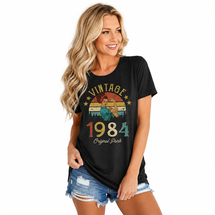 Vintage 1984 Women’s Top - Letter Print Party Tee