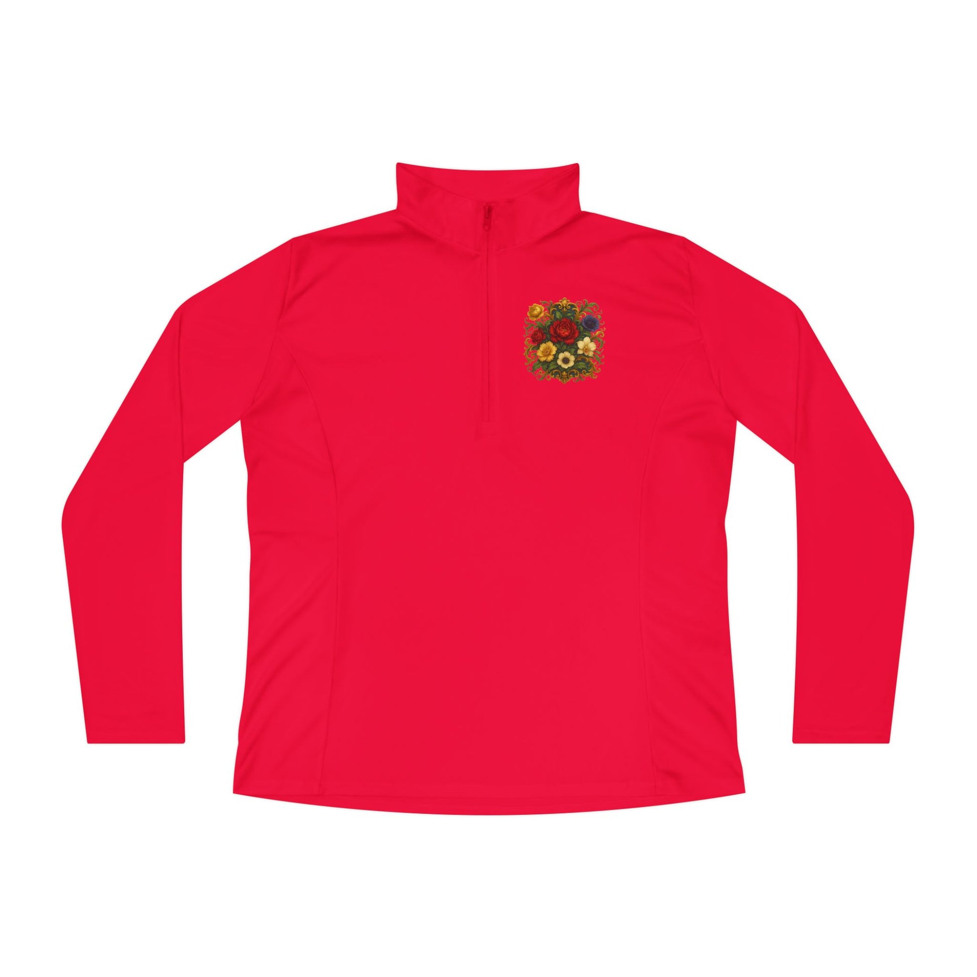 Floral Ladies Quarter-Zip Pullover – Get Cozy