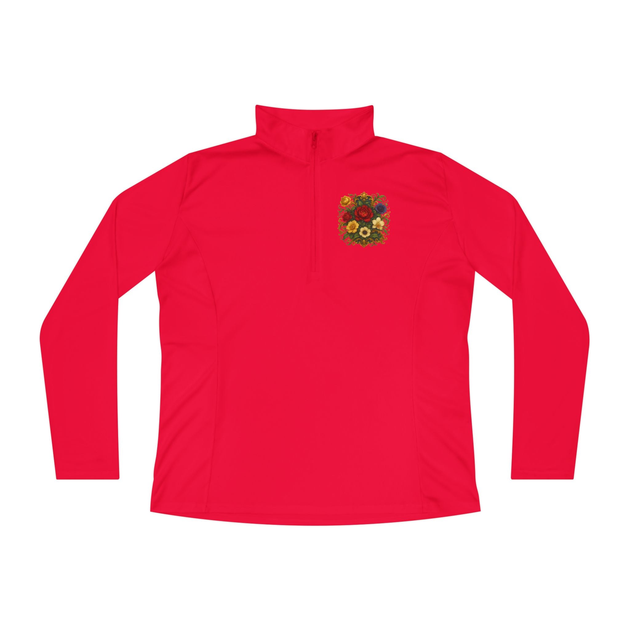 Floral Ladies Quarter-Zip Pullover – Get Cozy