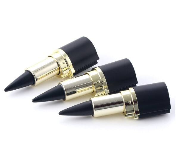 Waterproof black eyeliner pencil with matte finish, soft pen core, identified as model 7402-020M for everyday eye makeup use.
