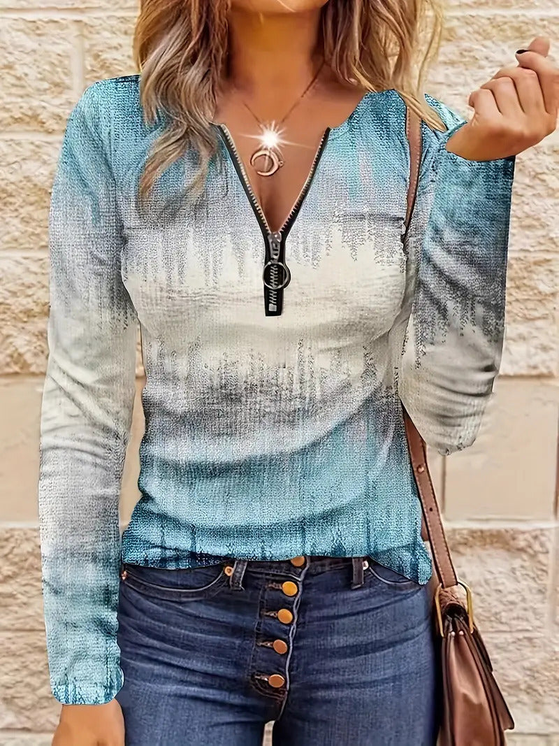 3D pattern adds a modern edge to this half zip casual pullover.

