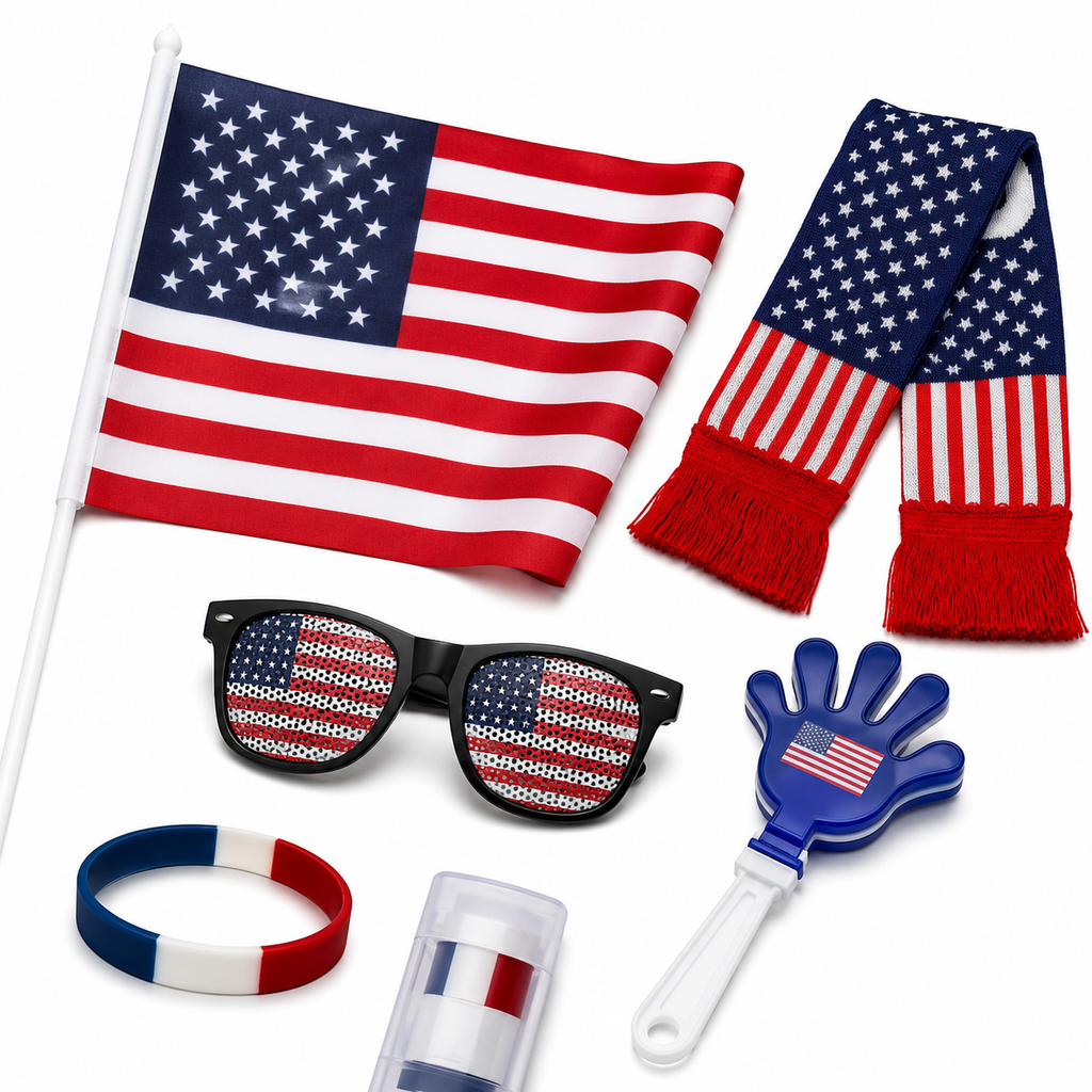 Soccer Fans Gear 6pc USA Cheer Accessories Set for Fans