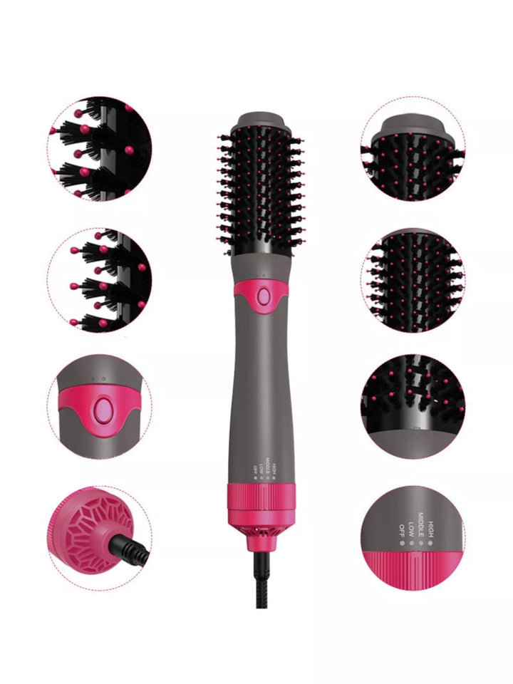 2-in-1 hot air brush creating volume on professional morning routine